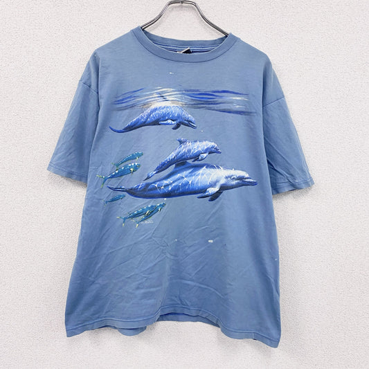 90s～　Harlequin　ハーレクイン　半袖Tシャツ　アニマルT　イルカ　水色　ライトブルー　XLサイズ