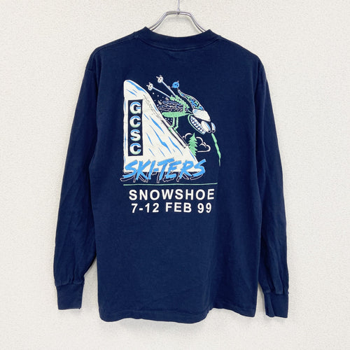 90s　ALL Sport　長袖プリントTシャツ　デザインロンT　ヴィンテージ　紺　ネイビー　Lサイズ