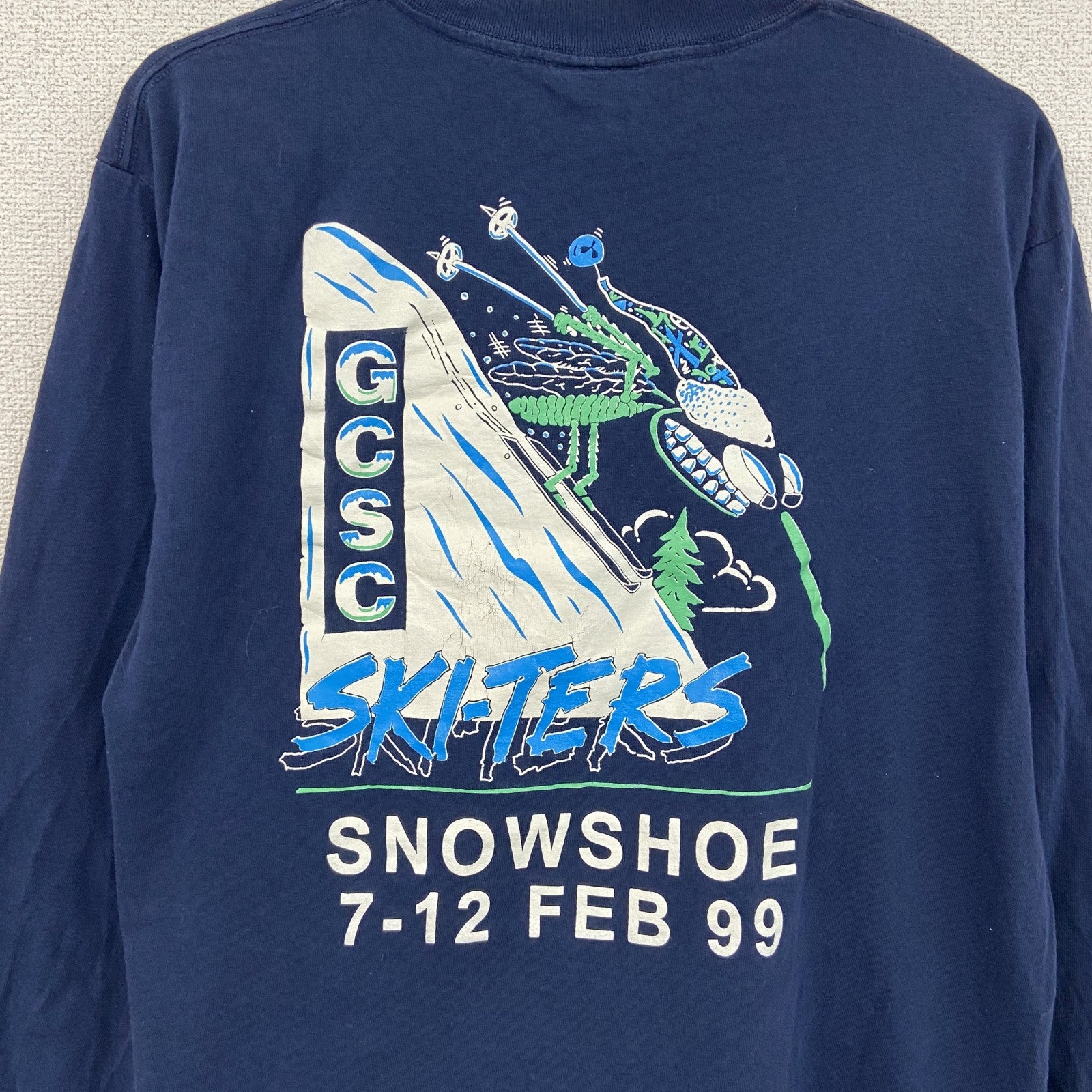 90s　ALL Sport　長袖プリントTシャツ　デザインロンT　ヴィンテージ　紺　ネイビー　Lサイズ
