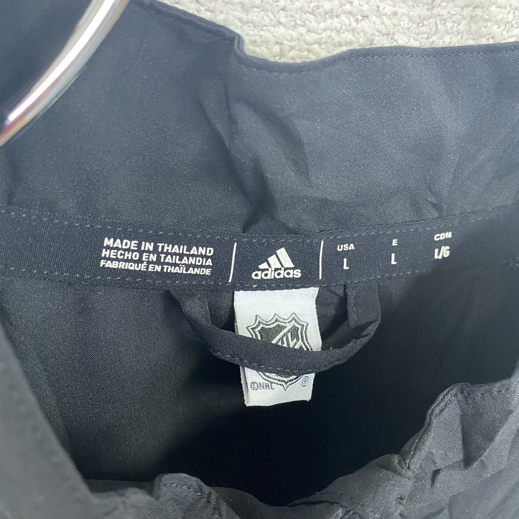 adidas　アディダス　プルオーバージャケット　ハーフジップ　ワンポイント　NHL　黒　ブラック　Lサイズ