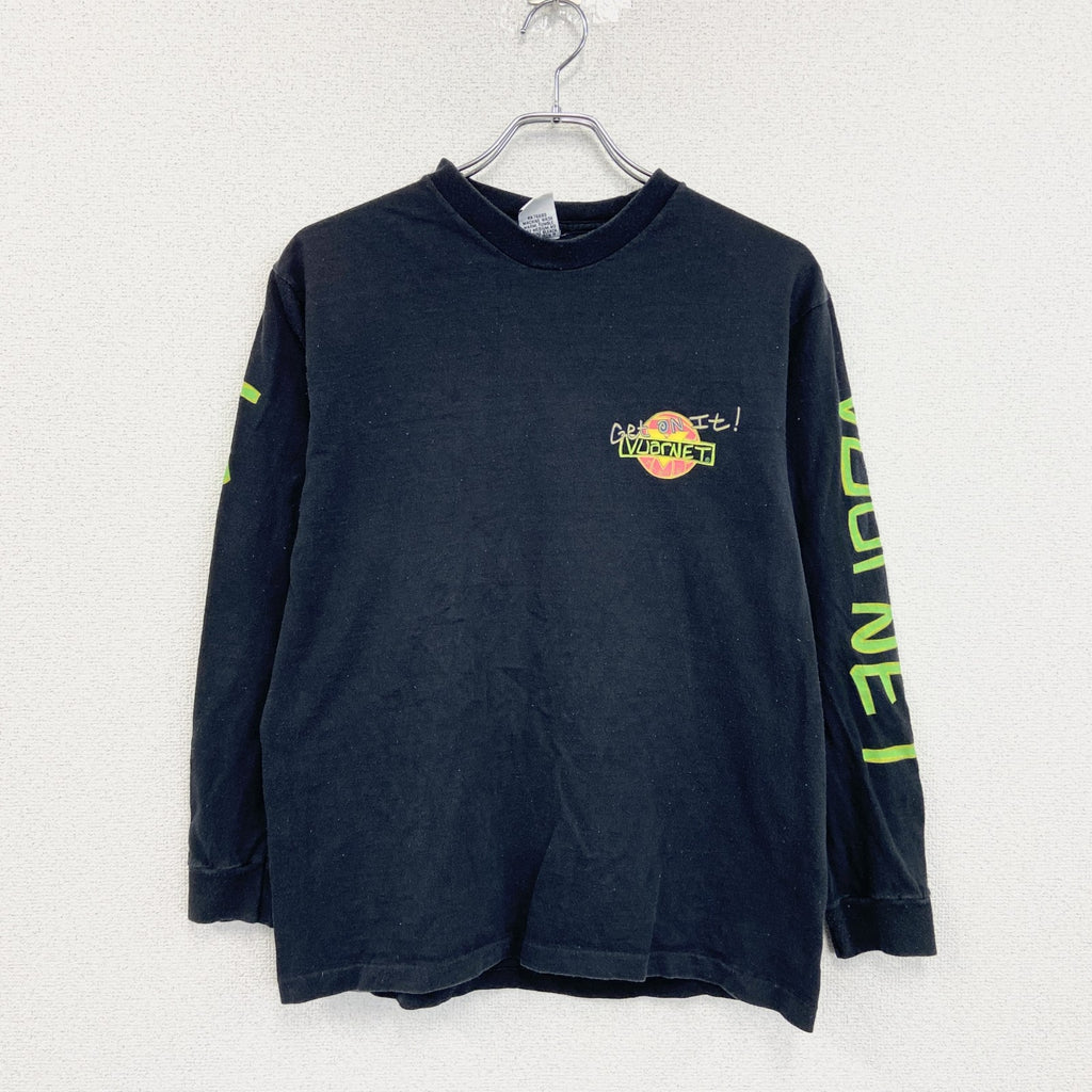 90s　VUARNET　長袖プリントTシャツ　ヴィンテージ　袖プリント　黒　ブラック　Lサイズ