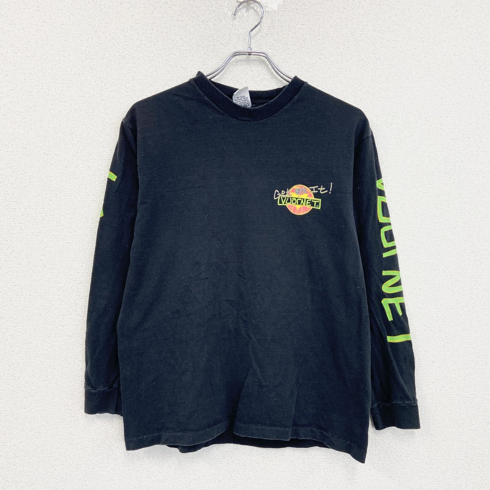 90s　VUARNET　長袖プリントTシャツ　ヴィンテージ　袖プリント　黒　ブラック　Lサイズ