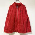 古着 used　TOMMY HILFIGER トミーヒルフィガー　長袖フルジップフリースジャケット　赤　ロゴ刺繡　XLサイズ