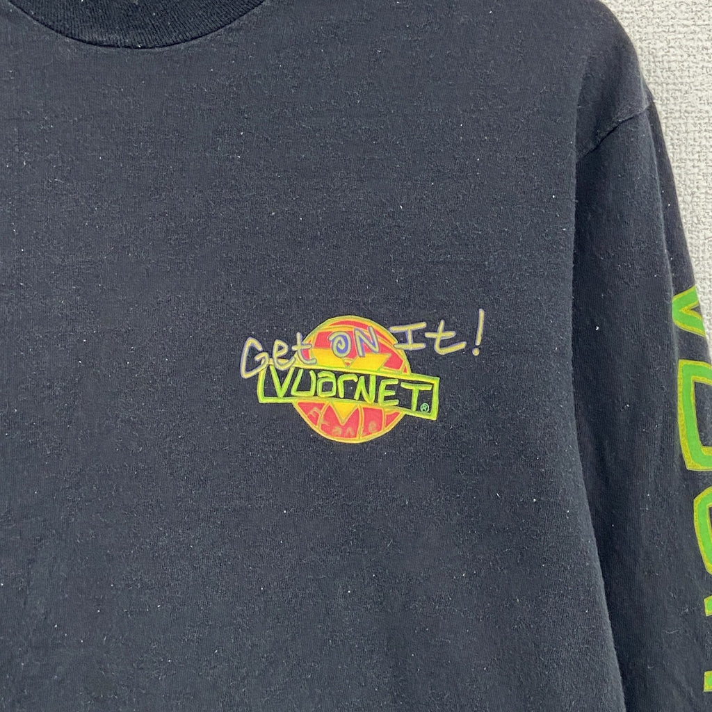 90s　VUARNET　長袖プリントTシャツ　ヴィンテージ　袖プリント　黒　ブラック　Lサイズ