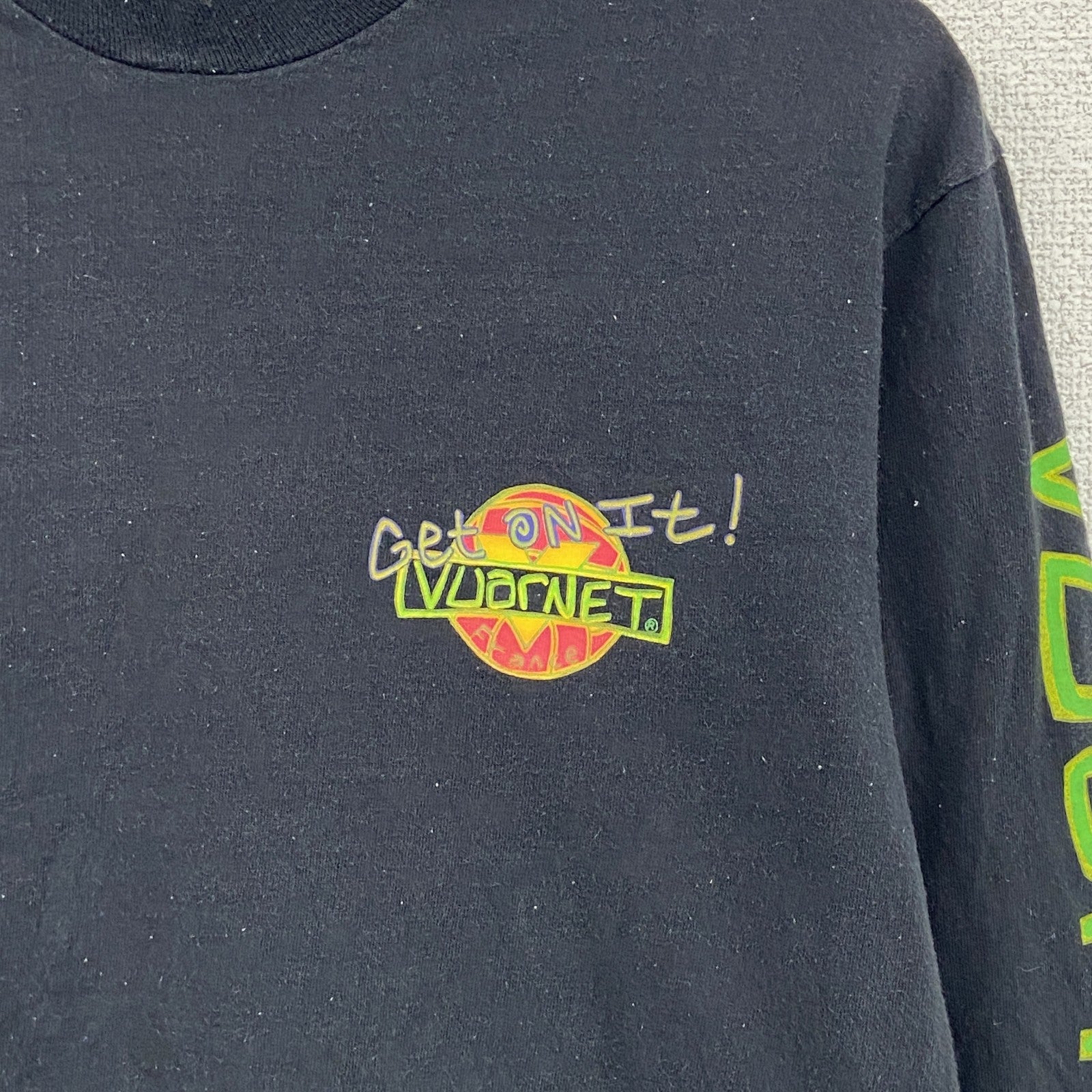 90s　VUARNET　長袖プリントTシャツ　ヴィンテージ　袖プリント　黒　ブラック　Lサイズ