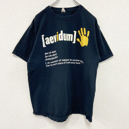 JERZEES　ジャージーズ　半袖プリントメッセージTシャツ　aevidum　手形　両面プリント　黒　ブラック　Lサイズ