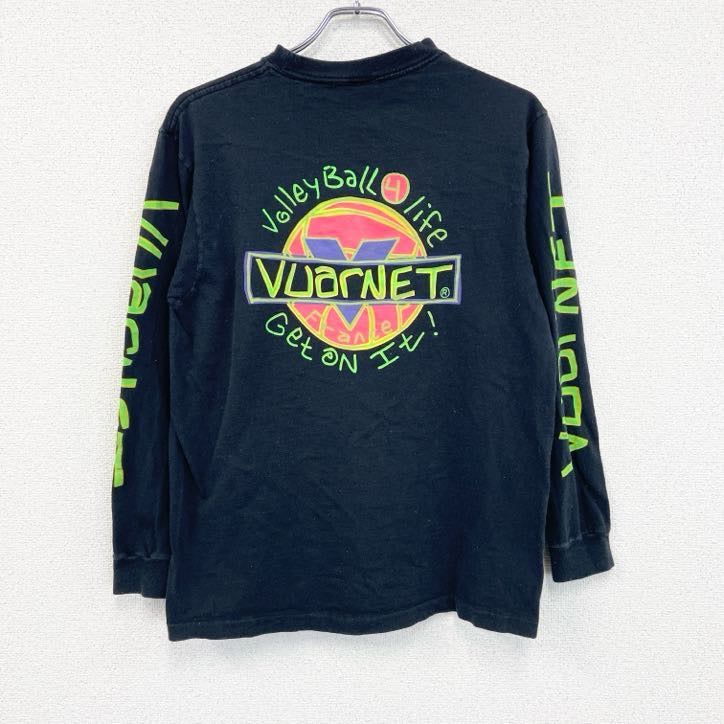 90s　VUARNET　長袖プリントTシャツ　ヴィンテージ　袖プリント　黒　ブラック　Lサイズ