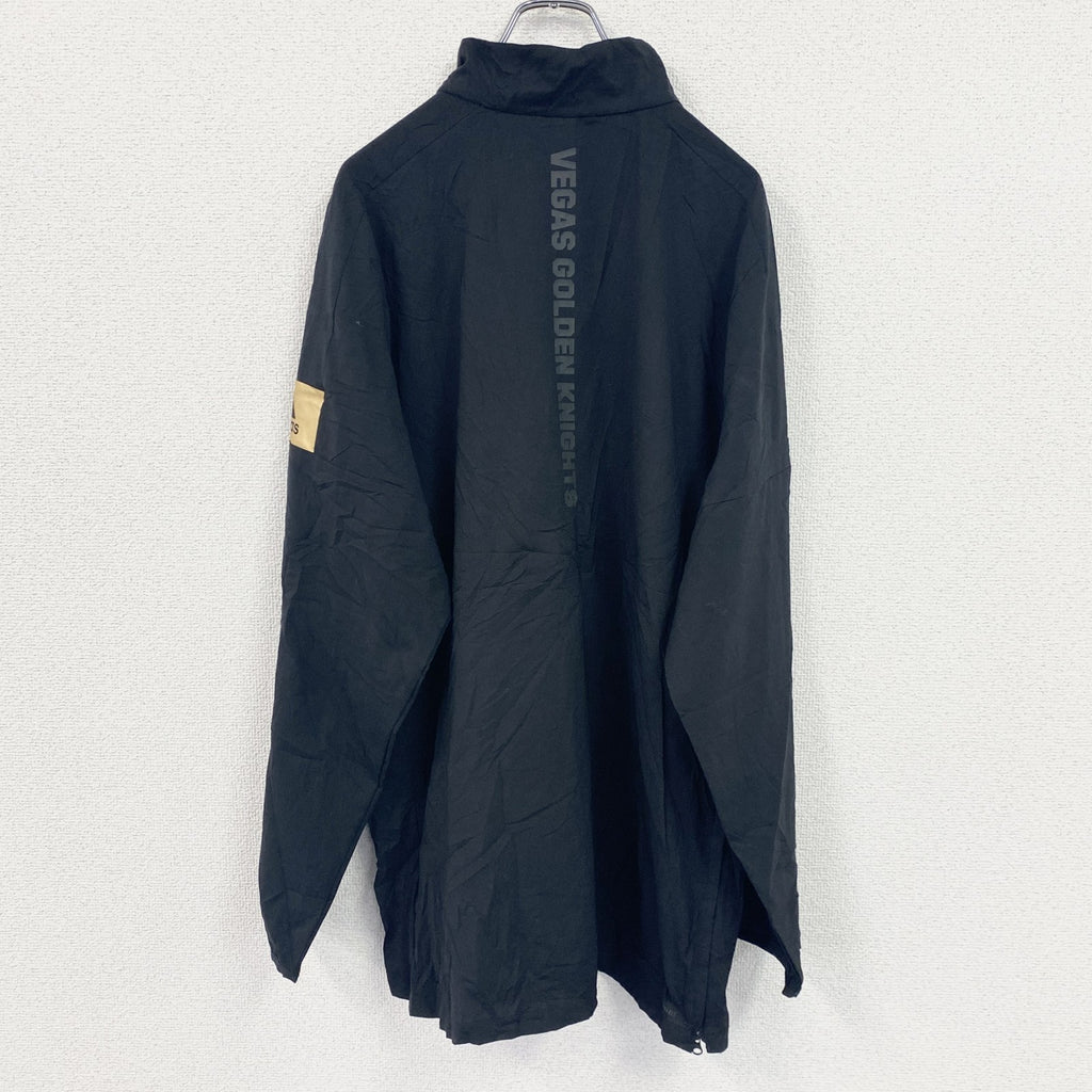 adidas　アディダス　プルオーバージャケット　ハーフジップ　ワンポイント　NHL　黒　ブラック　Lサイズ