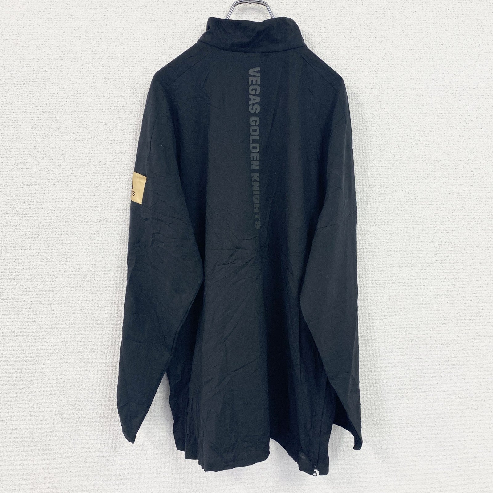 adidas　アディダス　プルオーバージャケット　ハーフジップ　ワンポイント　NHL　黒　ブラック　Lサイズ