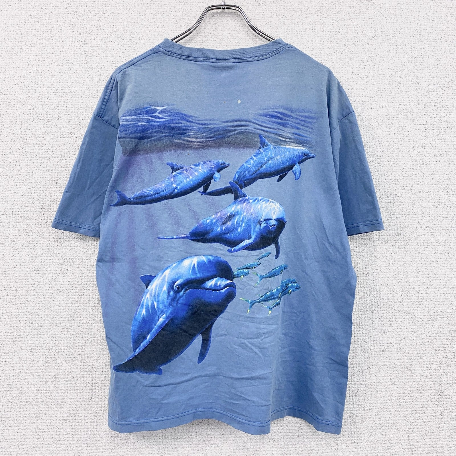 90s～　Harlequin　ハーレクイン　半袖Tシャツ　アニマルT　イルカ　水色　ライトブルー　XLサイズ