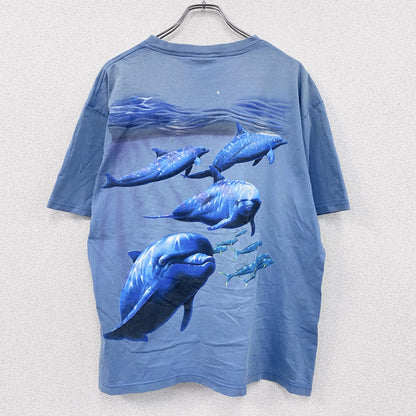 90s～　Harlequin　ハーレクイン　半袖Tシャツ　アニマルT　イルカ　水色　ライトブルー　XLサイズ