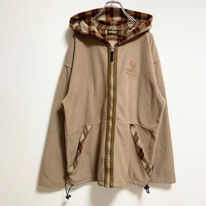 古着 used　Renegadeclub　長袖コーデュロイパーカー　ベージュ　ポイント刺　秋冬服　ビッグシルエット　XLサイズ