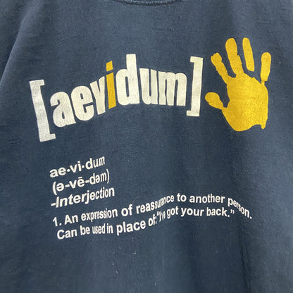 JERZEES　ジャージーズ　半袖プリントメッセージTシャツ　aevidum　手形　両面プリント　黒　ブラック　Lサイズ
