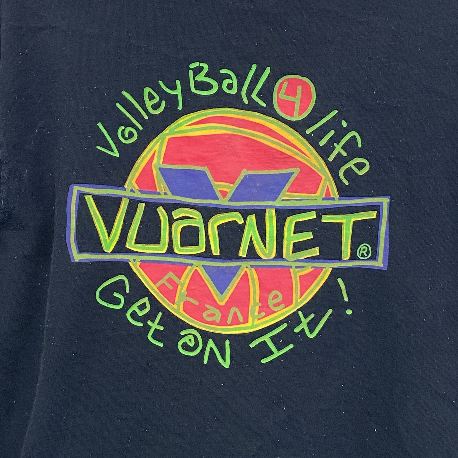 90s　VUARNET　長袖プリントTシャツ　ヴィンテージ　袖プリント　黒　ブラック　Lサイズ