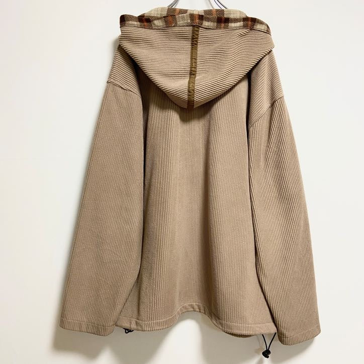 古着 used　Renegadeclub　長袖コーデュロイパーカー　ベージュ　ポイント刺　秋冬服　ビッグシルエット　XLサイズ
