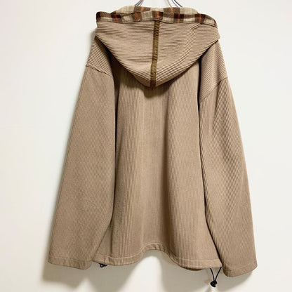 古着 used　Renegadeclub　長袖コーデュロイパーカー　ベージュ　ポイント刺　秋冬服　ビッグシルエット　XLサイズ