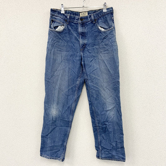 L.L.Bean　エルエルビーン　デニムパンツ/ジーンズ　ジップフライ　革パッチ　縦落ち　インディゴ　W35サイズ