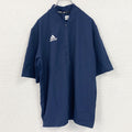 adidas　アディダス　ハーフジップ半袖プルオーバー　ワンポイント　紺　ネイビー　Lサイズ