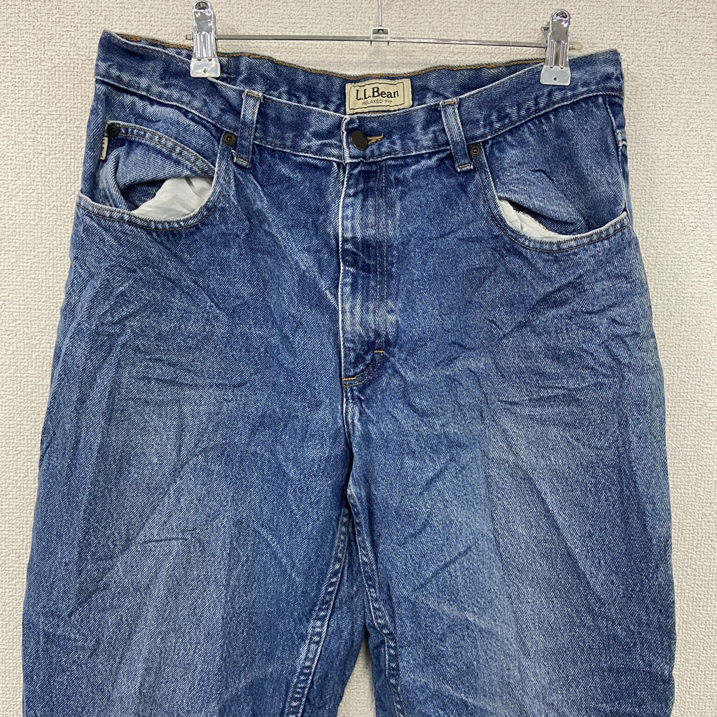 L.L.Bean　エルエルビーン　デニムパンツ/ジーンズ　ジップフライ　革パッチ　縦落ち　インディゴ　W35サイズ