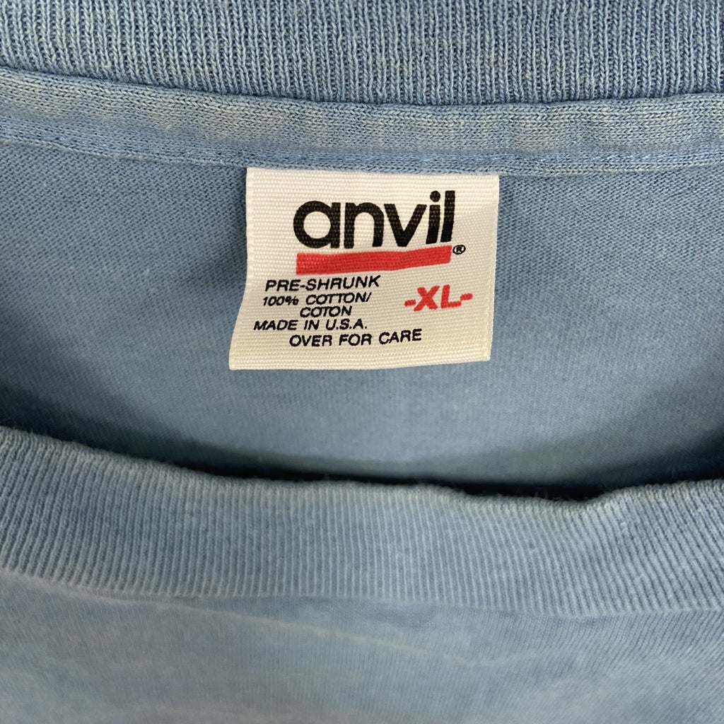 90s　Anvil　アンヴィル　半袖プリントTシャツ　シングルステッチ　水色　ライトブルー　XLサイズ