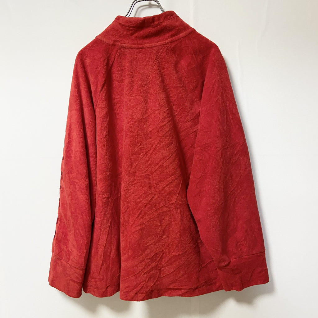 古着 used　TOMMY HILFIGER トミーヒルフィガー　長袖フルジップフリースジャケット　赤　ロゴ刺繡　XLサイズ