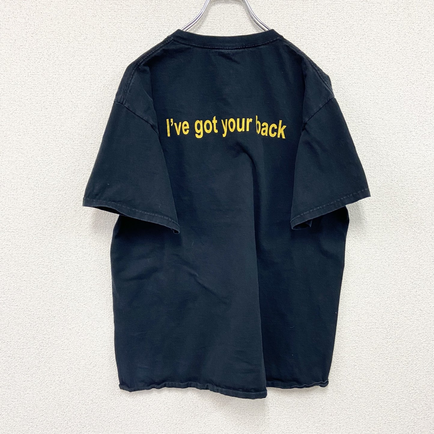 JERZEES　ジャージーズ　半袖プリントメッセージTシャツ　aevidum　手形　両面プリント　黒　ブラック　Lサイズ