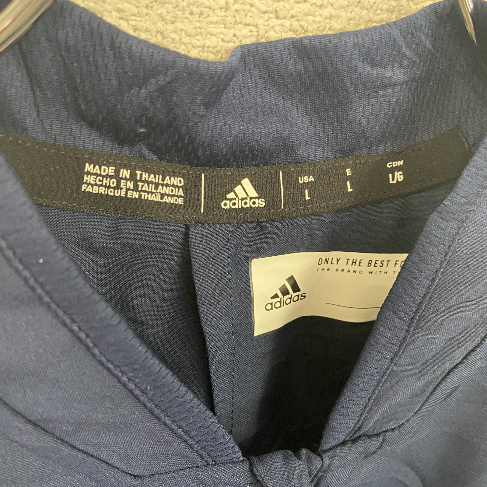 adidas　アディダス　ハーフジップ半袖プルオーバー　ワンポイント　紺　ネイビー　Lサイズ