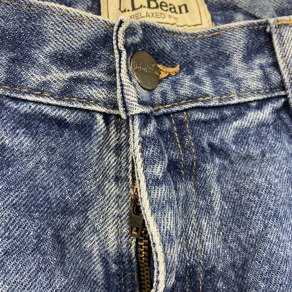 L.L.Bean　エルエルビーン　デニムパンツ/ジーンズ　ジップフライ　革パッチ　縦落ち　インディゴ　W35サイズ