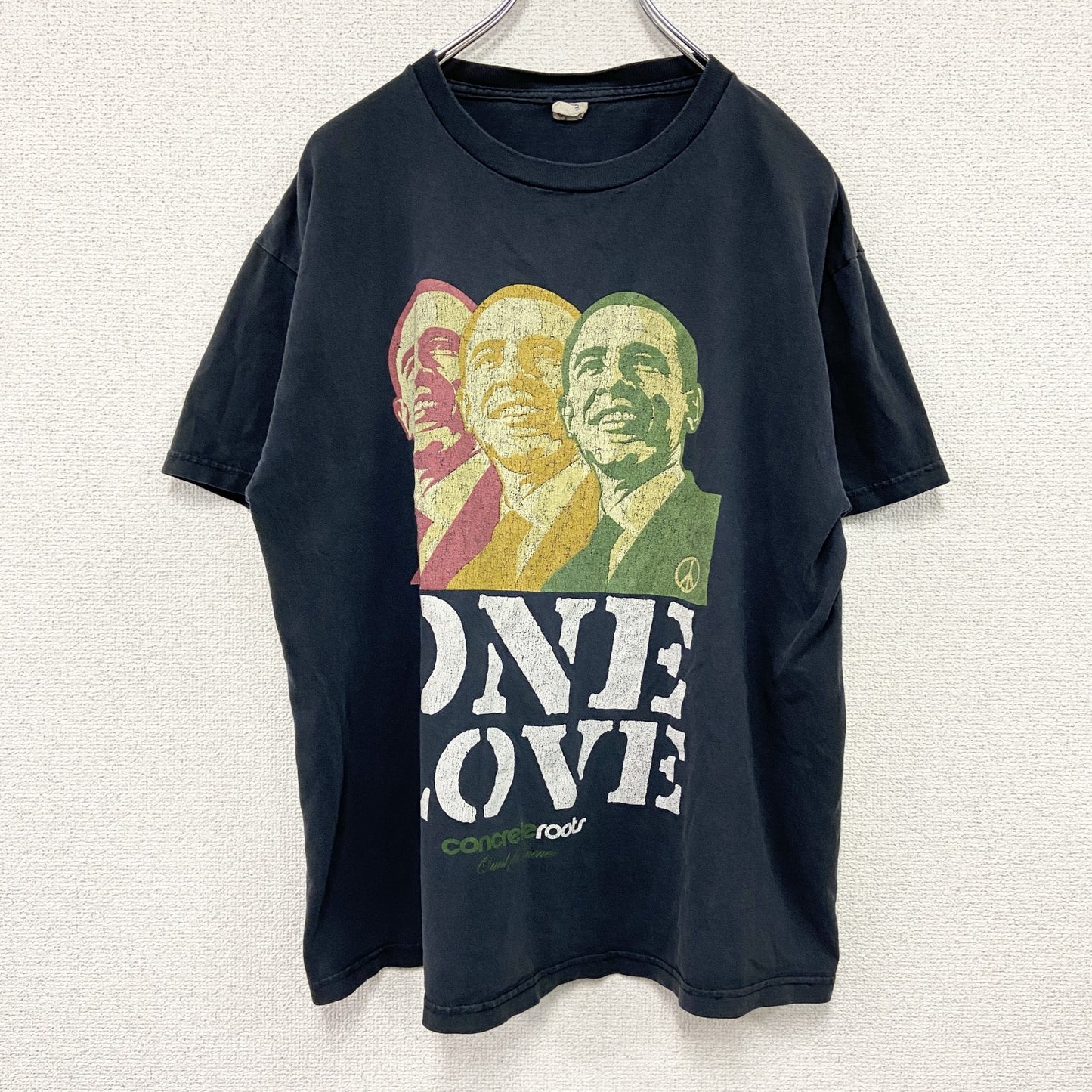 00s　DELTA PRO WEIGHT　Obama　オバマ　半袖プリントTシャツ　人物T　黒　ブラック　Lサイズ