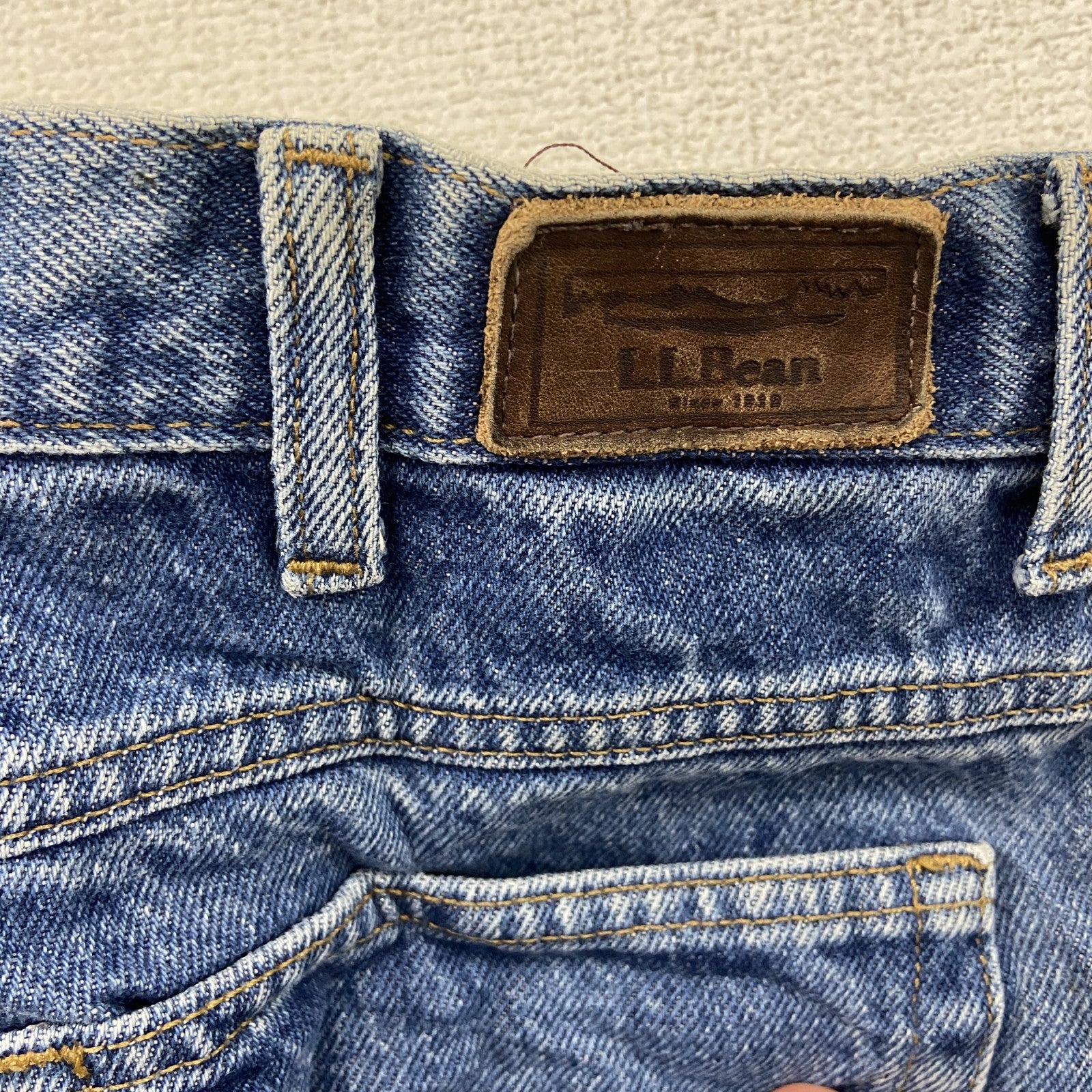 L.L.Bean　エルエルビーン　デニムパンツ/ジーンズ　ジップフライ　革パッチ　縦落ち　インディゴ　W35サイズ