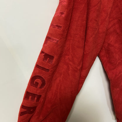 古着 used　TOMMY HILFIGER トミーヒルフィガー　長袖フルジップフリースジャケット　赤　ロゴ刺繡　XLサイズ