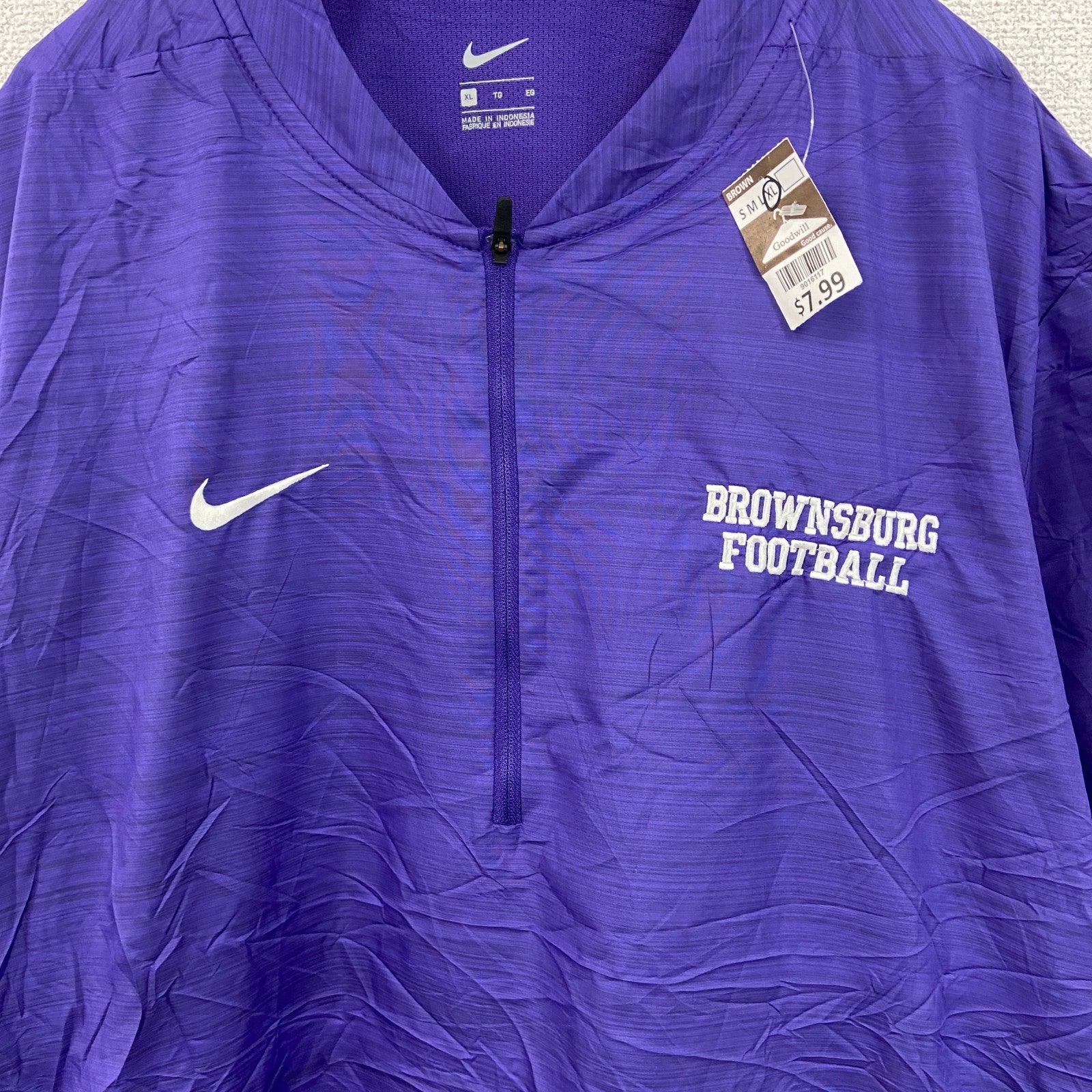 NIKE　ナイキ　半袖　ハーフジップナイロンジャケット　紫　パープル　XLサイズ