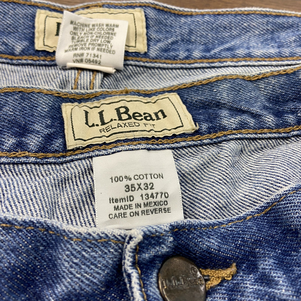 L.L.Bean　エルエルビーン　デニムパンツ/ジーンズ　ジップフライ　革パッチ　縦落ち　インディゴ　W35サイズ