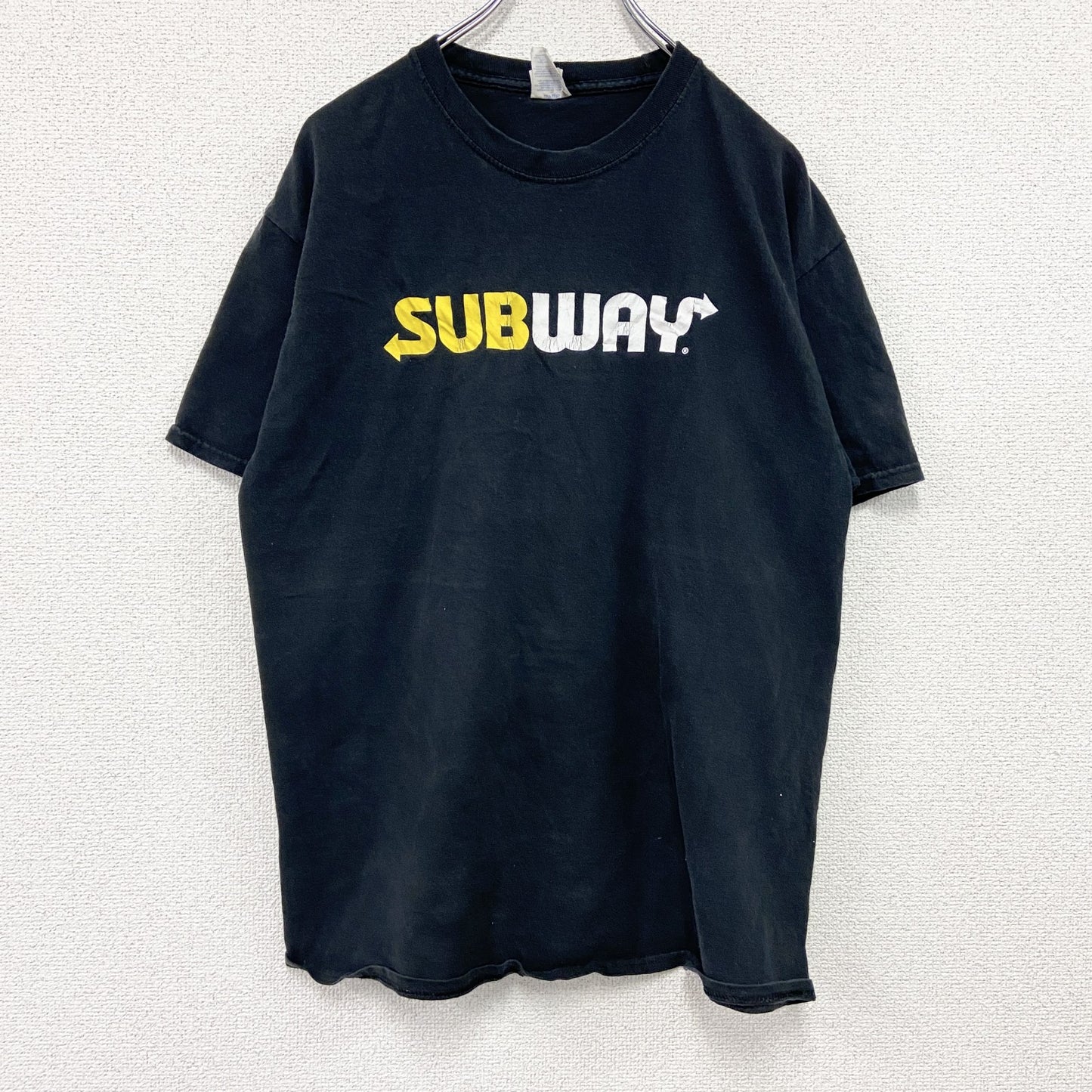 00s～　PORT&COMPANY　SUBWAY　サブウェイ　半袖プリントTシャツ　企業T　黒　ブラック　Lサイズ