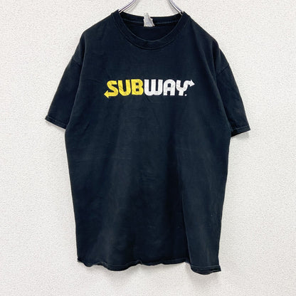 00s～　PORT&COMPANY　SUBWAY　サブウェイ　半袖プリントTシャツ　企業T　黒　ブラック　Lサイズ