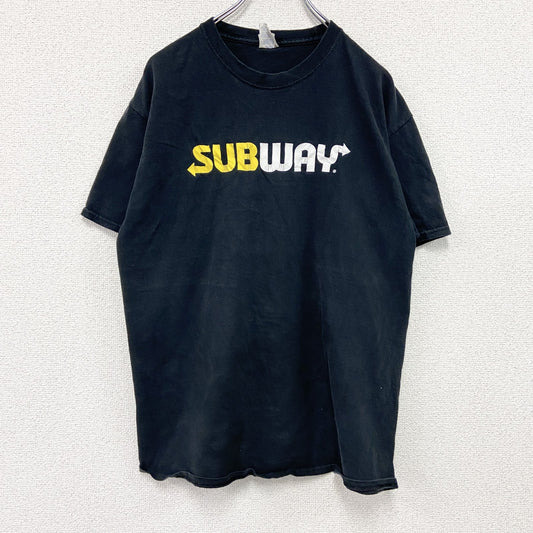 00s～　PORT&COMPANY　SUBWAY　サブウェイ　半袖プリントTシャツ　企業T　黒　ブラック　Lサイズ