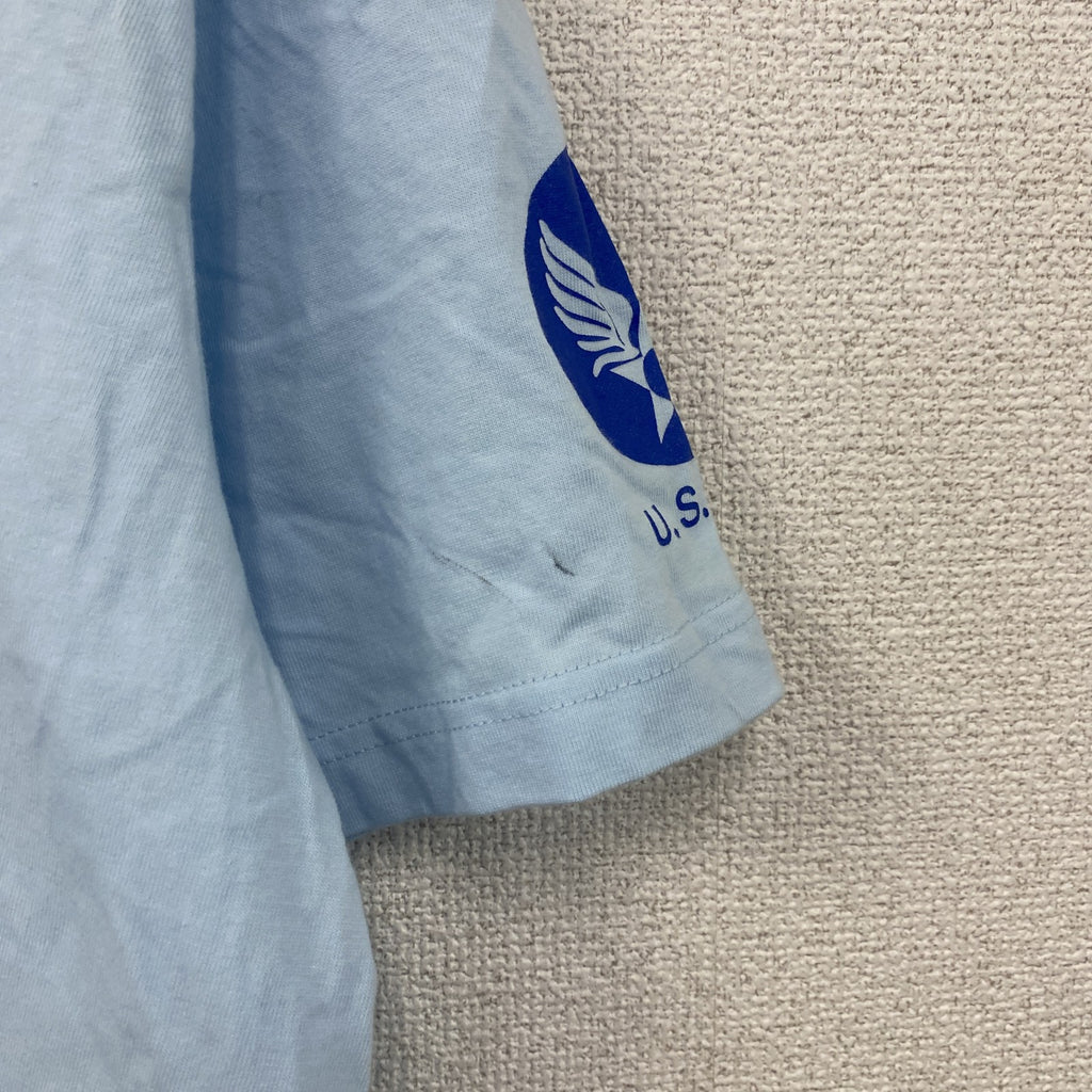 U.S AIR FORCE　半袖プリントTシャツ　アーチプリント　水色　ライトブルー　Lサイズ　