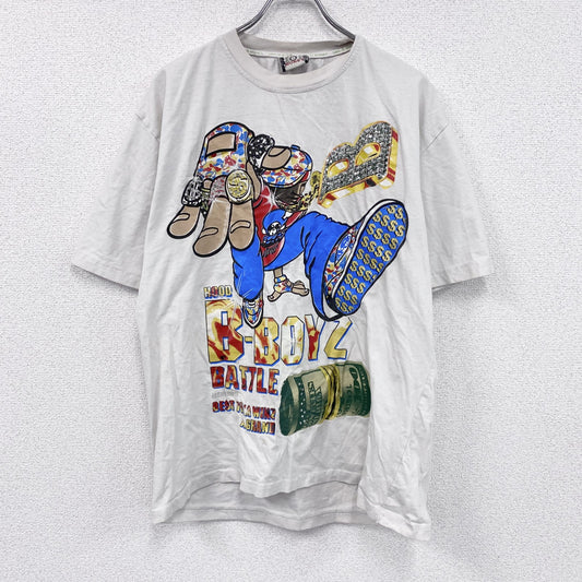 TIME MONEY　B-BOYZ　半袖プリントTシャツ　ラインストーン　白　ホワイト　XLサイズ