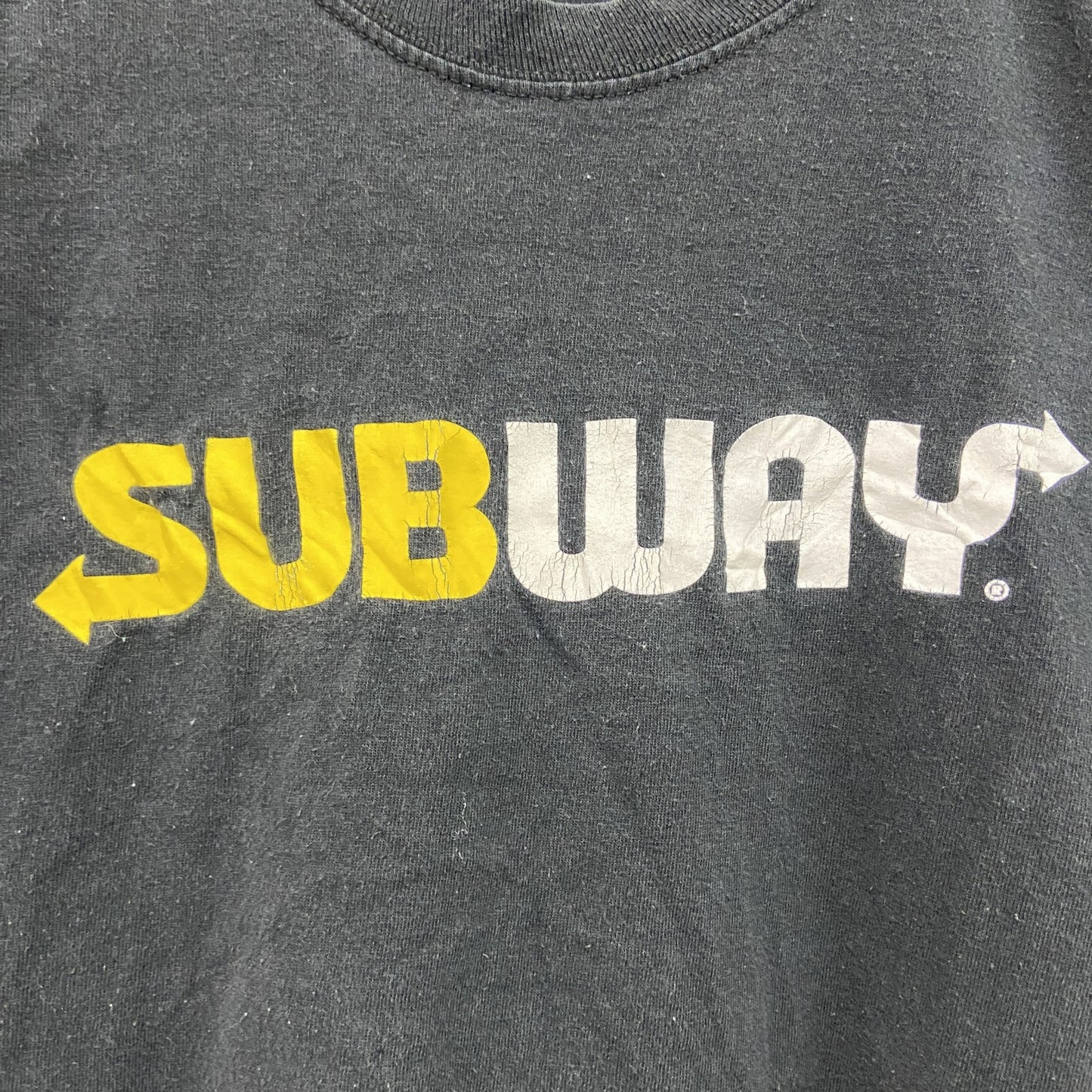 00s～　PORT&COMPANY　SUBWAY　サブウェイ　半袖プリントTシャツ　企業T　黒　ブラック　Lサイズ