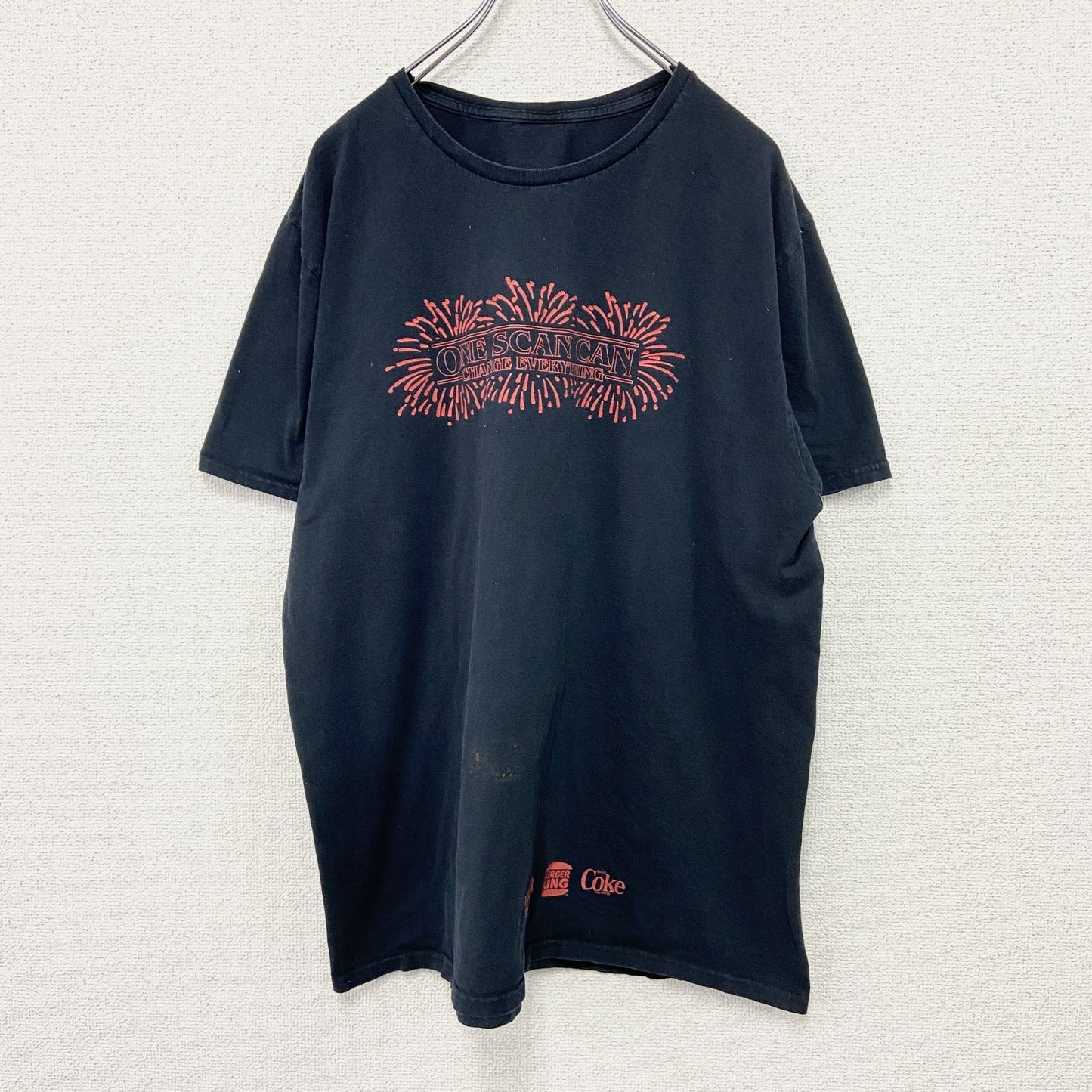 STRENGER THINGS　Coke　BURGER KING　半袖プリントTシャツ　ムービーT　黒　ブラック