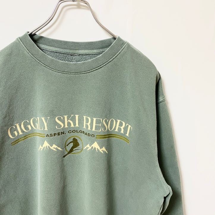 GIGGLYSKIRESORT　スウェット/トレーナー　フェード　クルーネック　緑　グリーン　Lサイズ