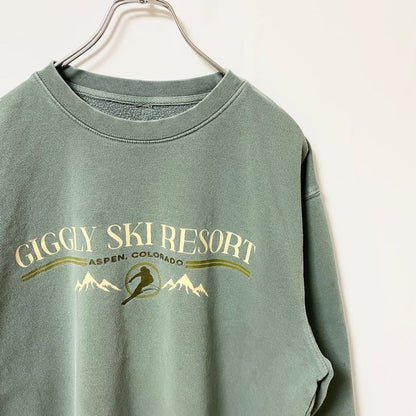 GIGGLYSKIRESORT　スウェット/トレーナー　フェード　クルーネック　緑　グリーン　Lサイズ