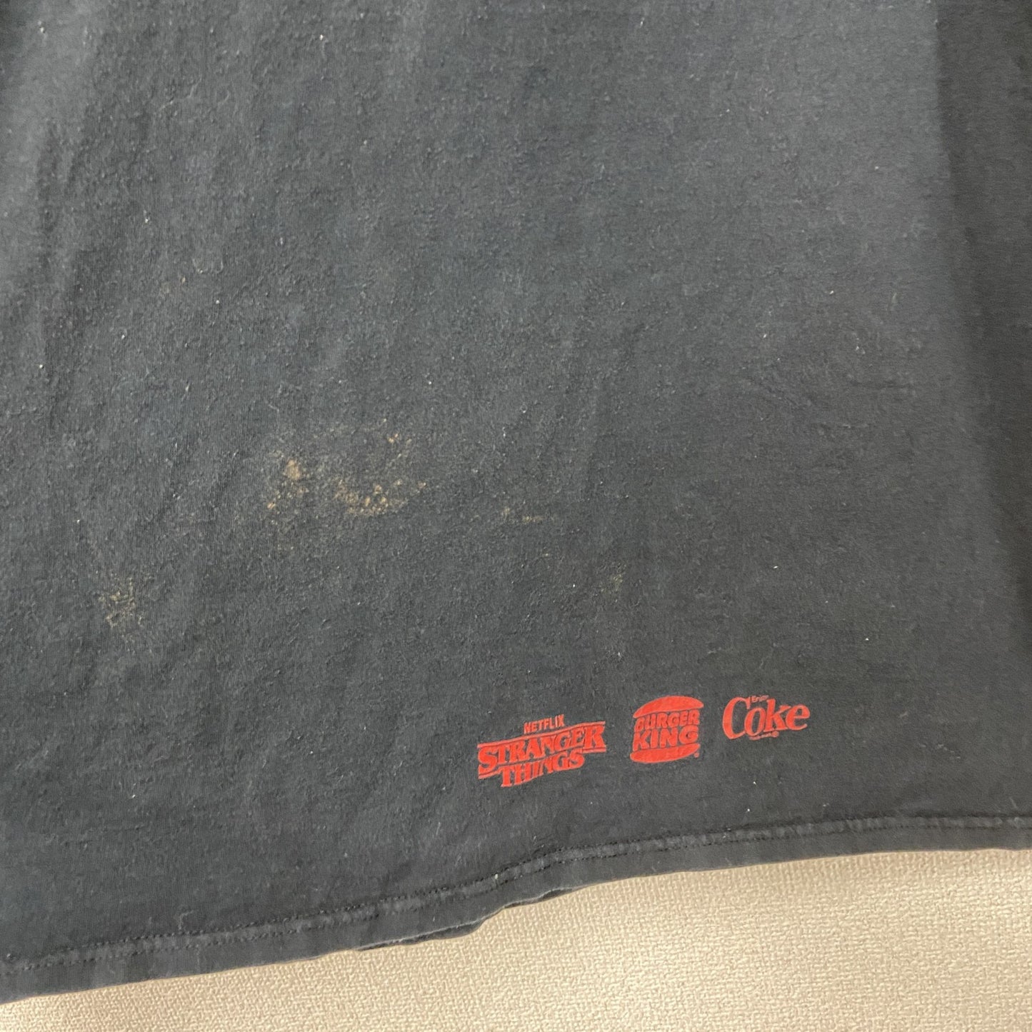 STRENGER THINGS　Coke　BURGER KING　半袖プリントTシャツ　ムービーT　黒　ブラック