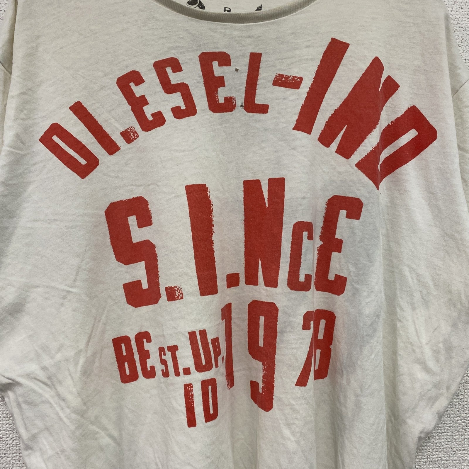 DIESEL　ディーゼル　半袖プリントTシャツ　シングルステッチ　白　ホワイト　XLサイズ