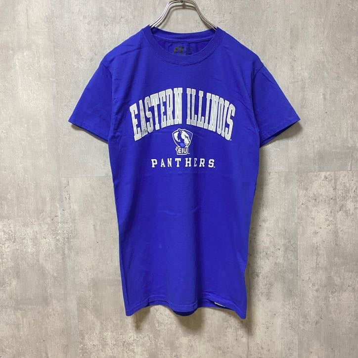 古着 used　RUSSELL　EASTERN ILLINOIS UNIVERSITY 大学　半袖カレッジプリントTシャツ　青