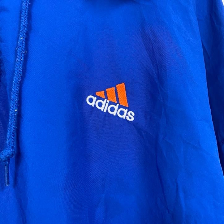 90s　adidas　アディダス　アノラックナイロンパーカー　ヴィンテージ　青　ブルー　Mサイズ