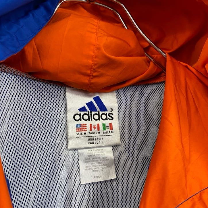 90s　adidas　アディダス　アノラックナイロンパーカー　ヴィンテージ　青　ブルー　Mサイズ