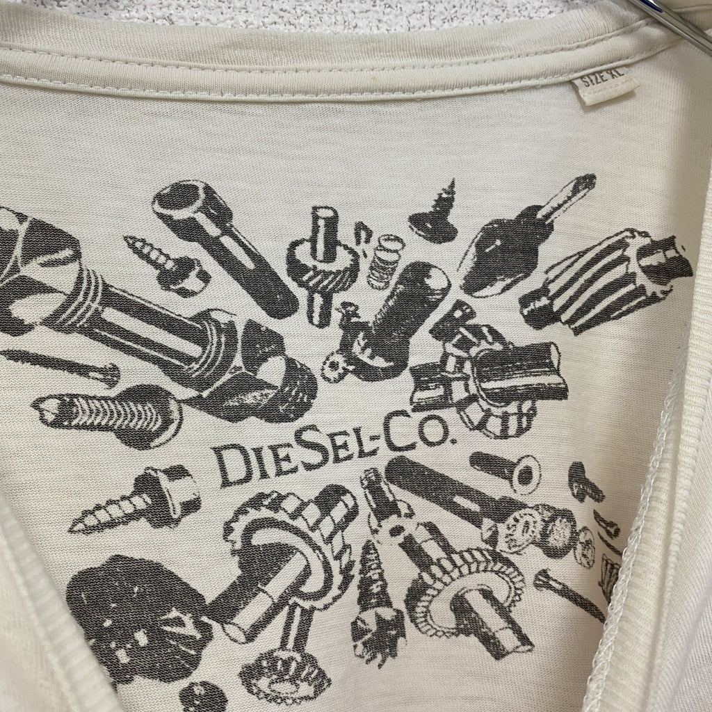 DIESEL　ディーゼル　半袖プリントTシャツ　シングルステッチ　白　ホワイト　XLサイズ