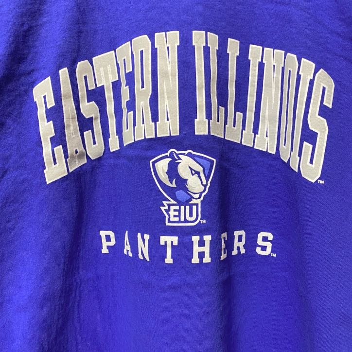 古着 used　RUSSELL　EASTERN ILLINOIS UNIVERSITY 大学　半袖カレッジプリントTシャツ　青