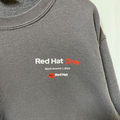 古着 used　PORT&COMPANY　長袖ワンポイントプリントスウェット　トレーナー　クルーネック　グレー　秋冬服　Mサイズ